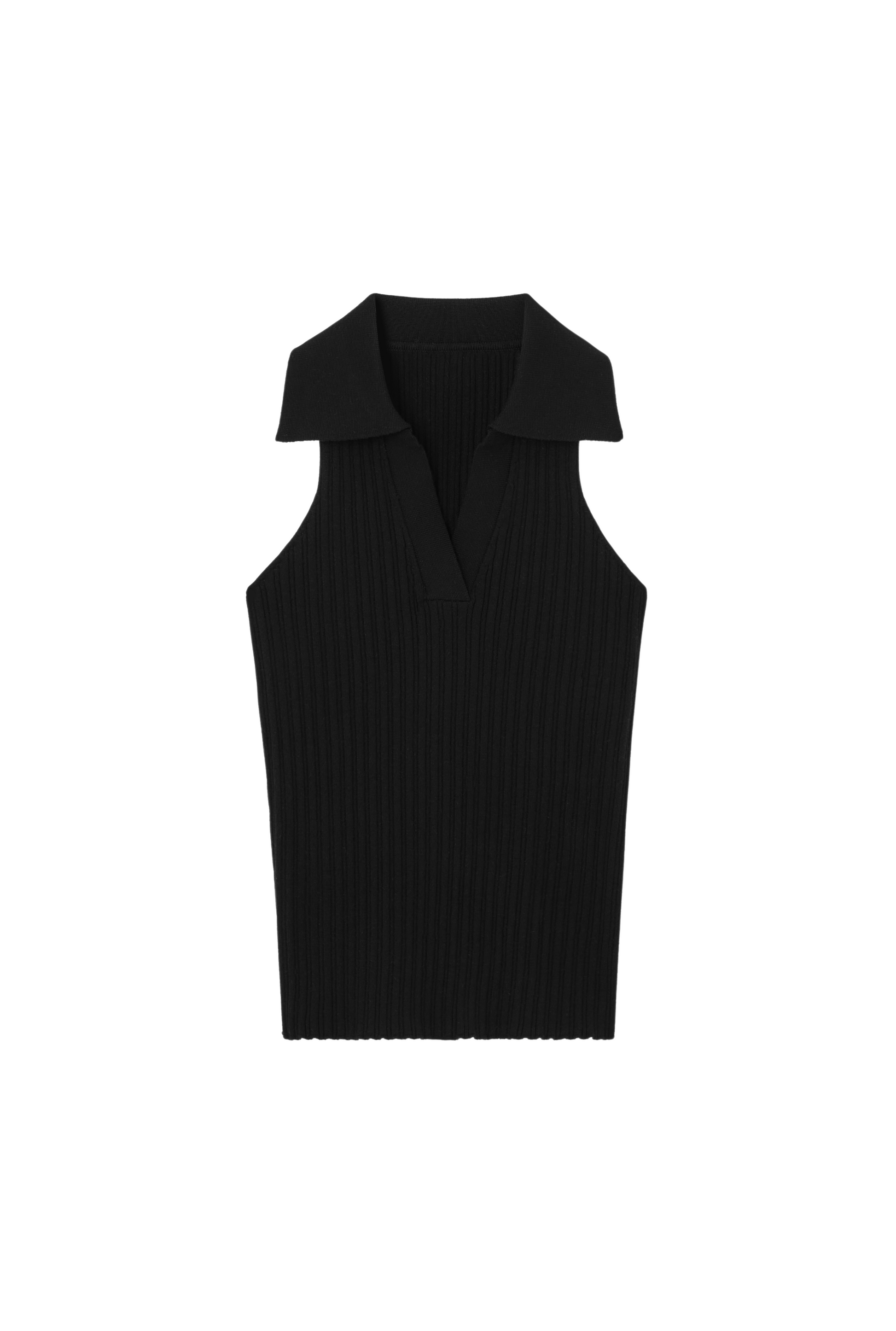 Heather Knit Polo_Victoria Paulsen_Black_1